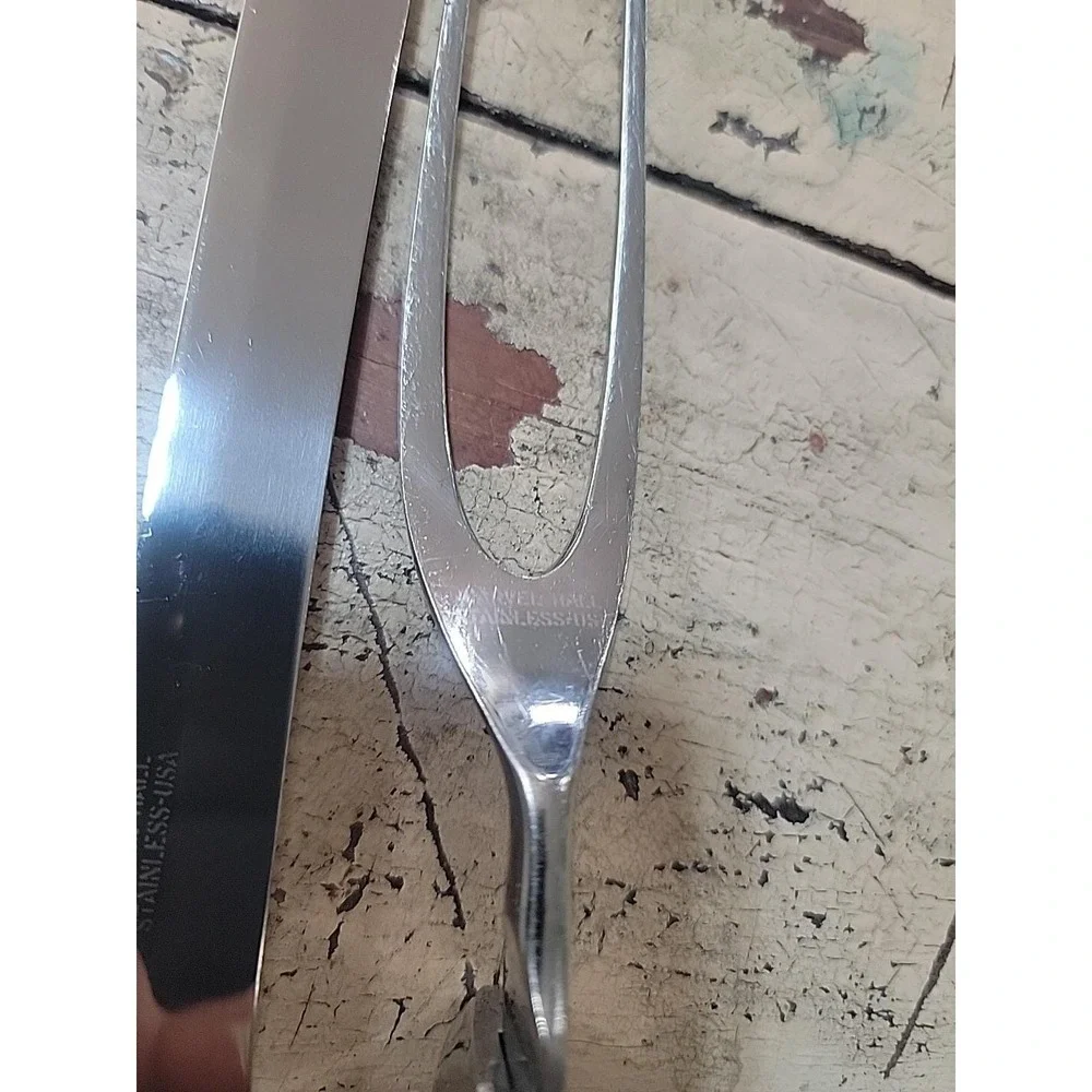 Carvel Hall stainless Kitchen Meat Turkey Roast carving set knife fork Excellent